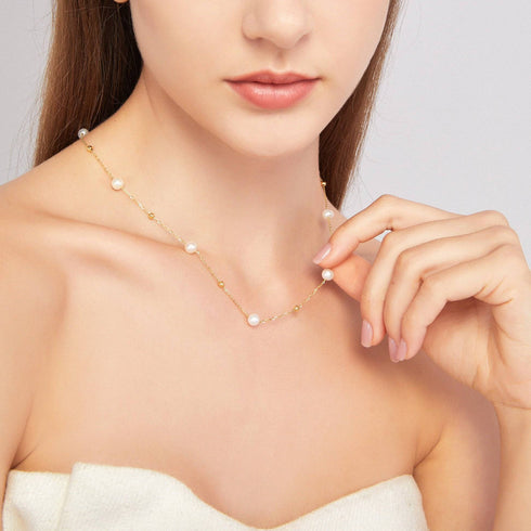 6-7mm Jessica 18k Gold Freshwater Pearl Necklace - House Of Pearls